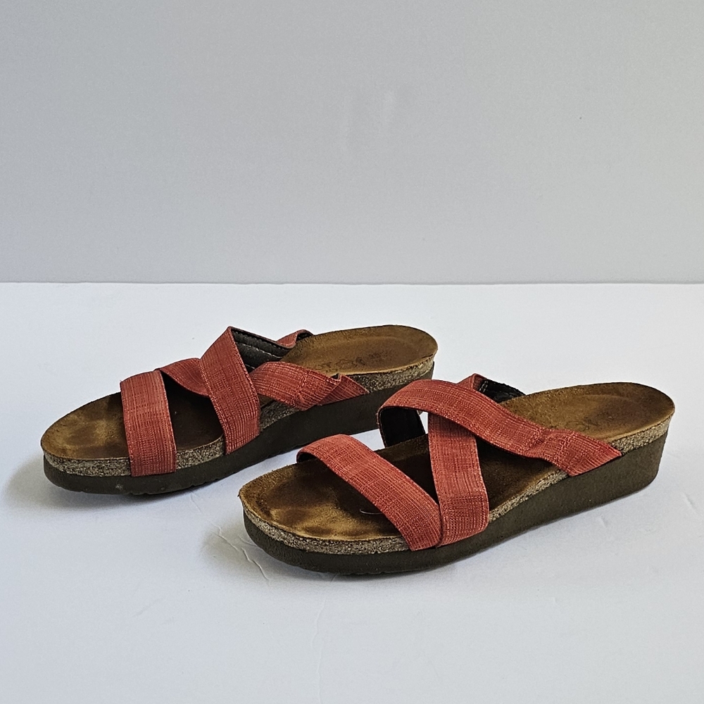 Naot Sandals Naomi Slide Wedge Red Orange  Strappy Slip On Women 9 EU 39 - Picture 9 of 9